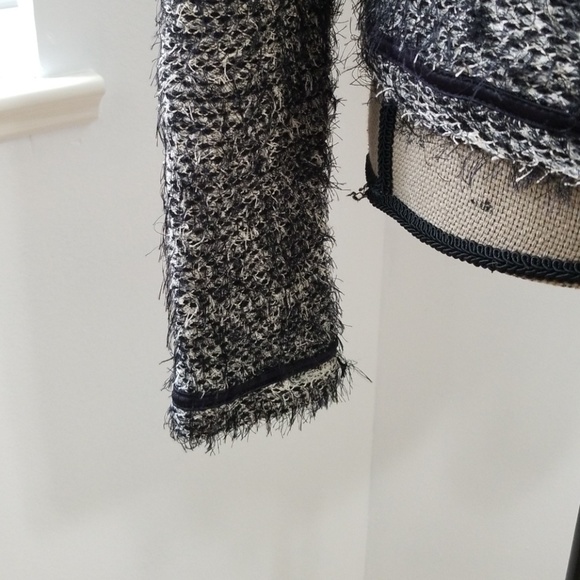 LINDEX open front fuzzy black white blazer - Picture 4 of 8